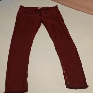 Hudson Stylish Red Pants with Zipper Accents
